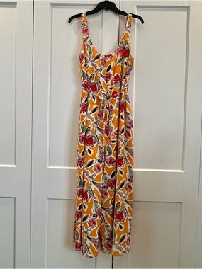 Jacquie The Label Cream Jumpsuit with Gold, Pink and Green Floral Accents